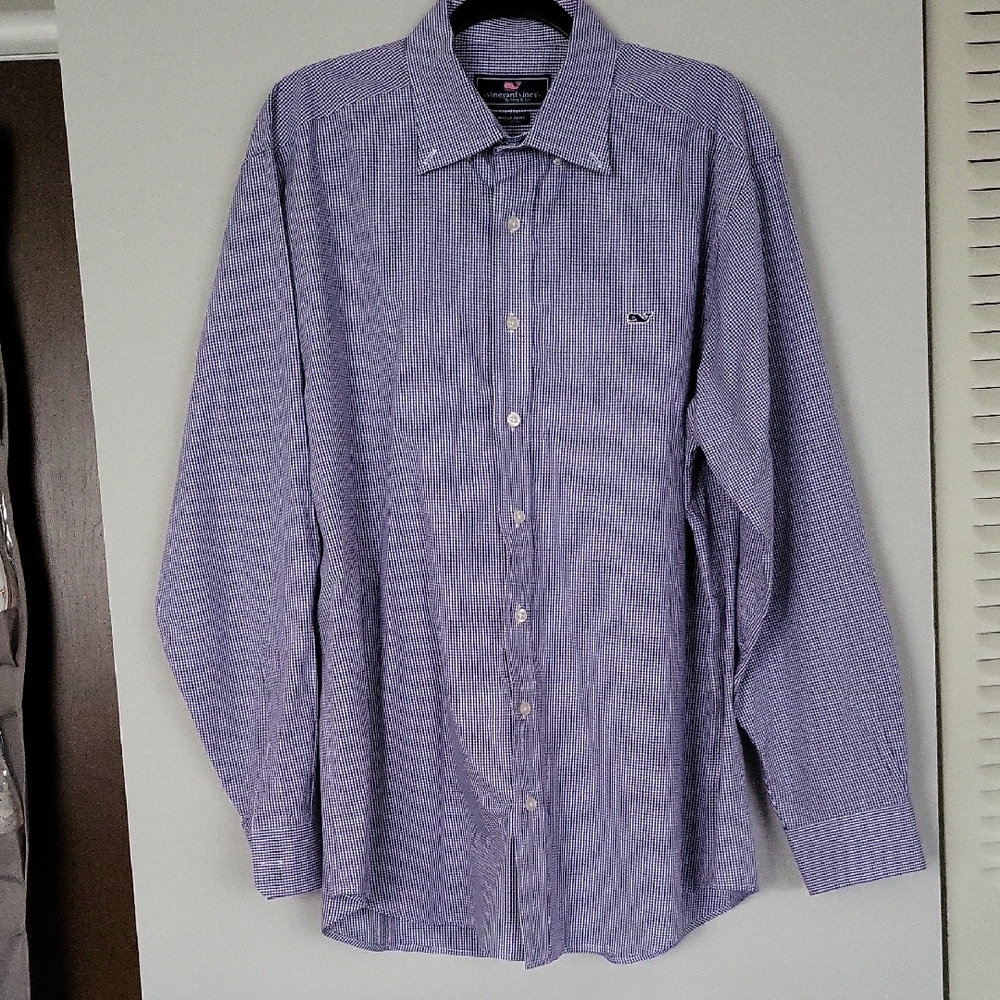 Vineyard Vines Men's Blue The Whale Button-Down Shirt